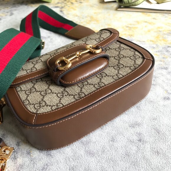 Gucci Horsebit 1955 GG Shoulder Bag Small Beige/Brown - Picture 6 of 9